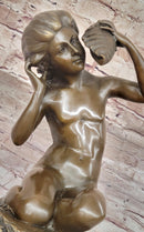 Young Girl Holding Conch Shell - Bronze Sculpture by Carpeaux
