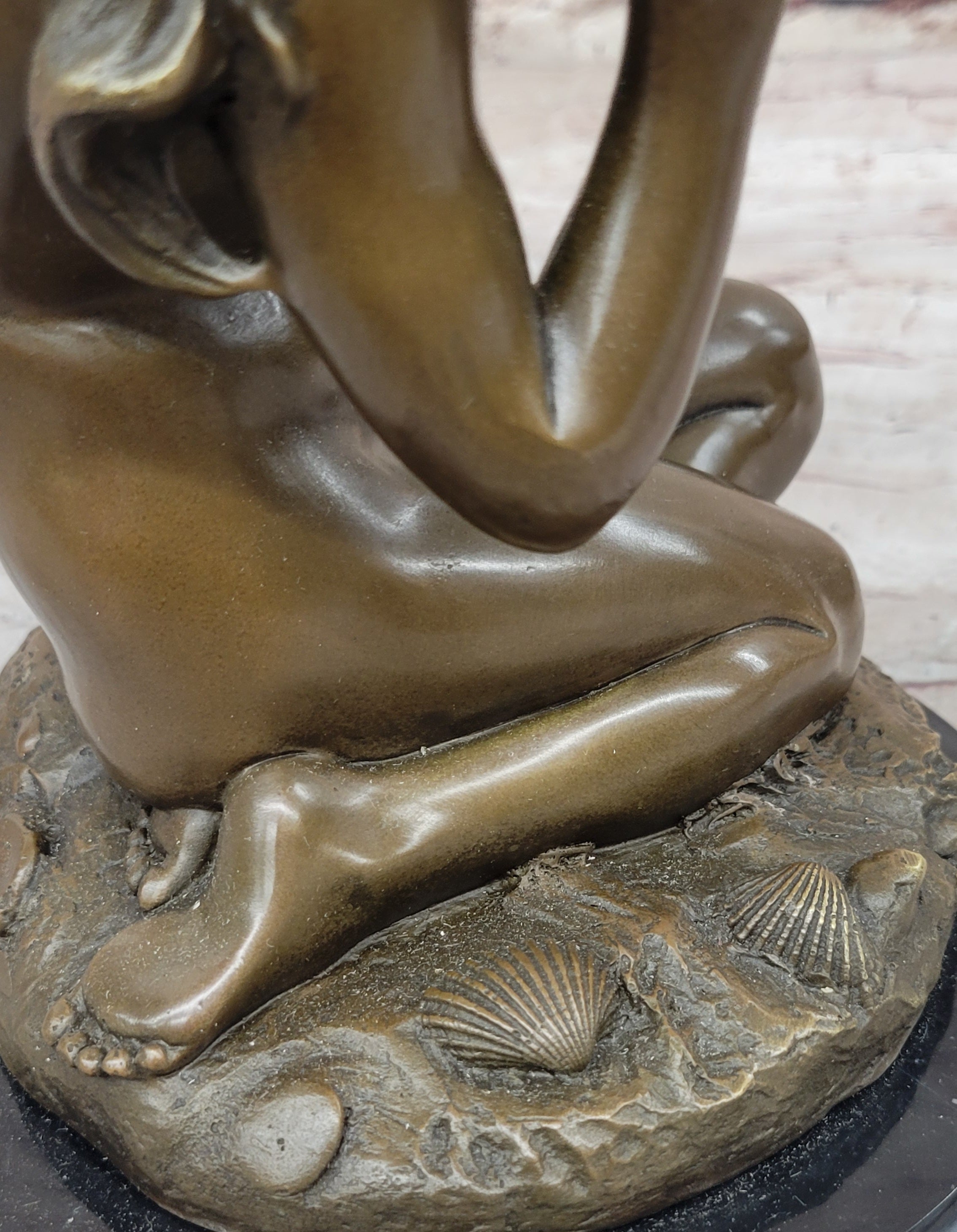 Young Girl Holding Conch Shell - Bronze Sculpture by Carpeaux