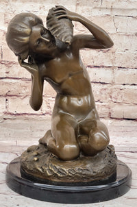 Young Girl Holding Conch Shell - Bronze Sculpture by Carpeaux