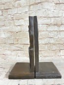 Art Nouveau Female Portrait Bronze Bookends 9" x 4" Signed