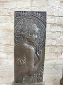 Art Nouveau Female Portrait Bronze Bookends 9" x 4" Signed