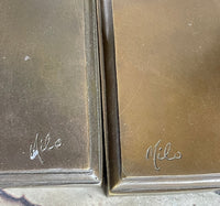 Art Nouveau Female Portrait Bronze Bookends 9" x 4" Signed