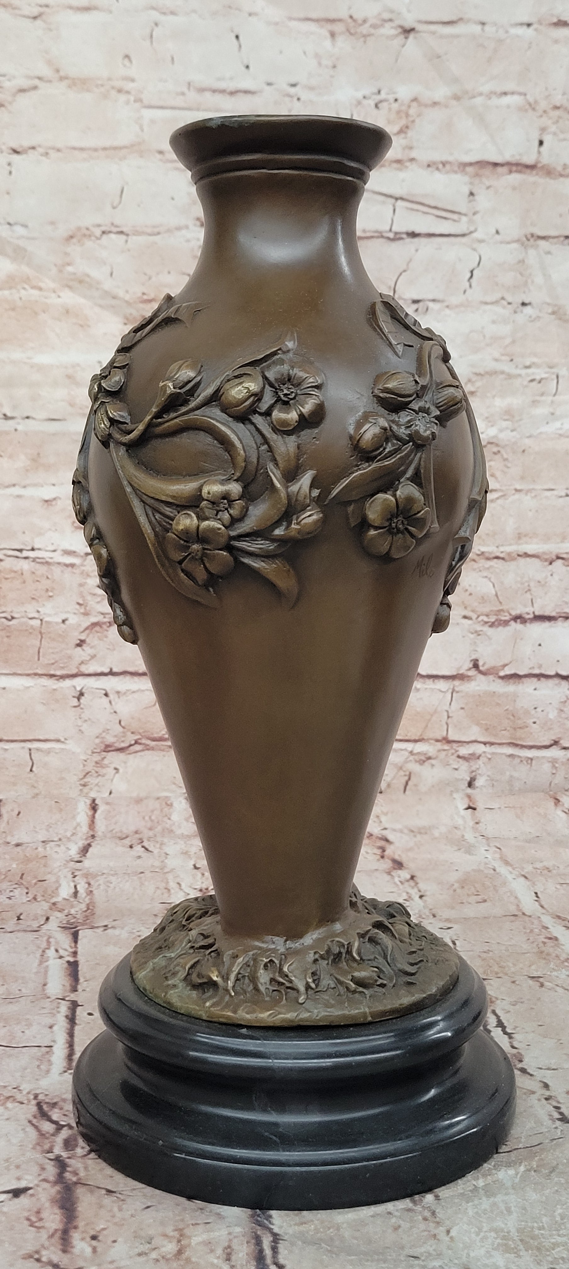 SIGNED MILO BRONZE BABY CHEREB PUTTI ANGEL HANDCRAFTED VASE SCULPTURE