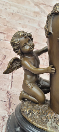 SIGNED MILO BRONZE BABY CHEREB PUTTI ANGEL HANDCRAFTED VASE SCULPTURE