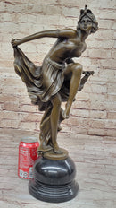 Art Deco Bronze Flapper Dancer w/ Long Skirt by A. Gory
