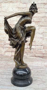 Art Deco Bronze Flapper Dancer w/ Long Skirt by A. Gory
