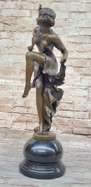 Art Deco Bronze Flapper Dancer w/ Long Skirt by A. Gory