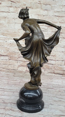 Art Deco Bronze Flapper Dancer w/ Long Skirt by A. Gory