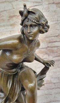 Art Deco Bronze Flapper Dancer w/ Long Skirt by A. Gory