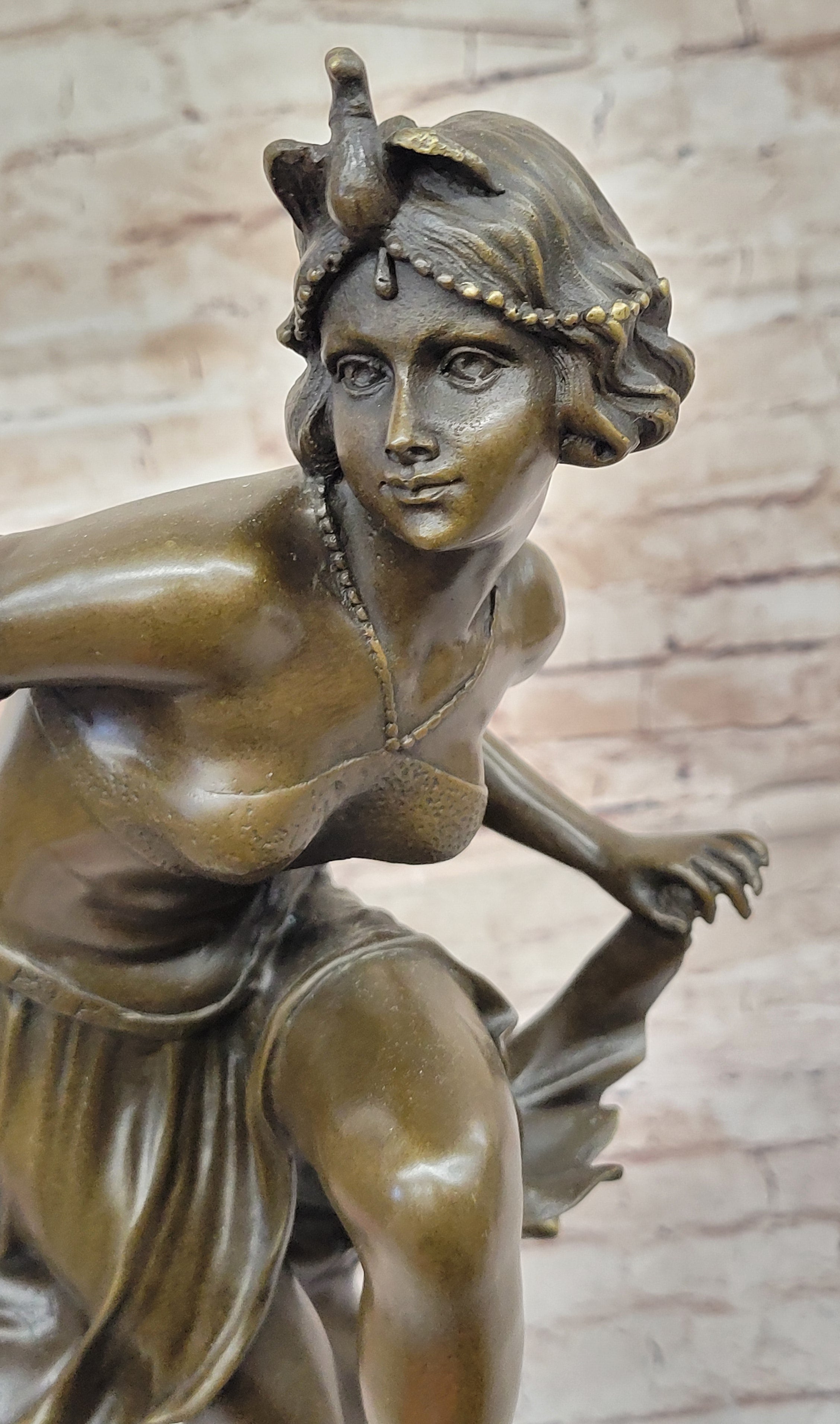 Art Deco Bronze Flapper Dancer w/ Long Skirt by A. Gory