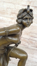Art Deco Bronze Flapper Dancer w/ Long Skirt by A. Gory