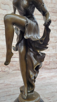 Art Deco Bronze Flapper Dancer w/ Long Skirt by A. Gory