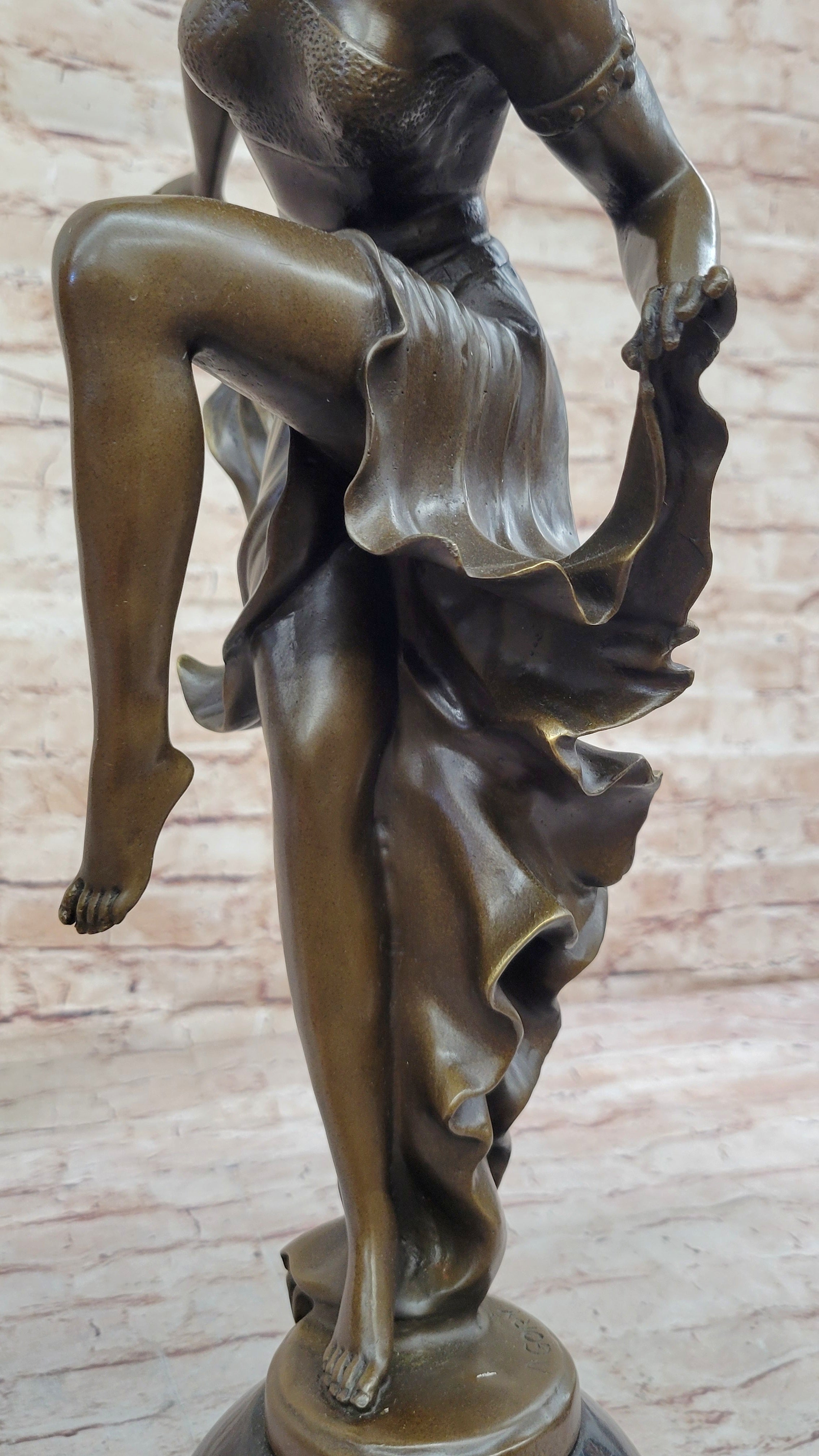 Art Deco Bronze Flapper Dancer w/ Long Skirt by A. Gory