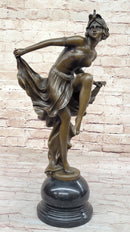 Art Deco Bronze Flapper Dancer w/ Long Skirt by A. Gory