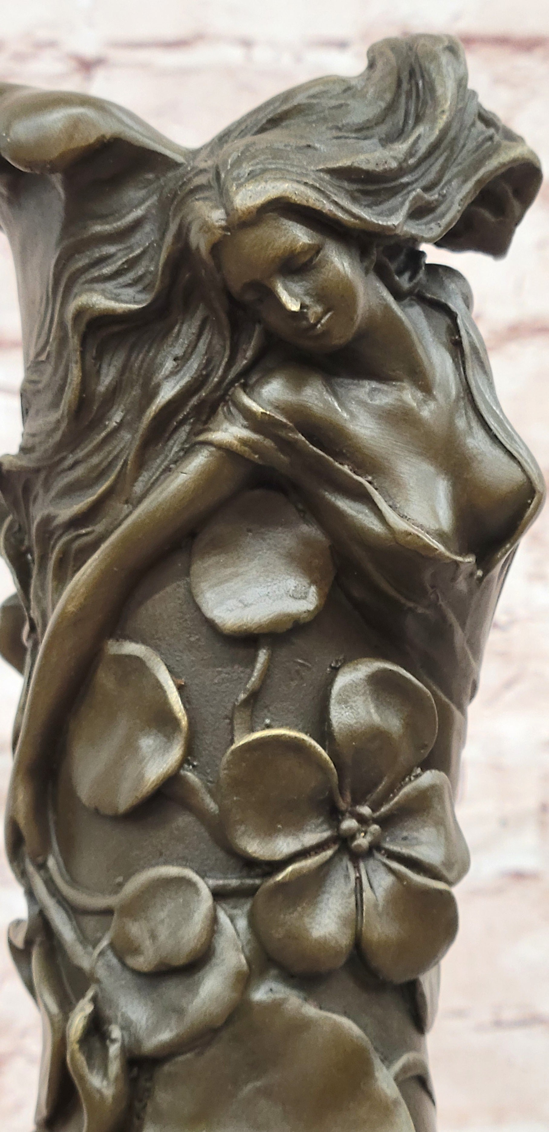 Floral Nymphs by Mario Nick Genuine Hand Made Bronze Vase Sculpture Statue