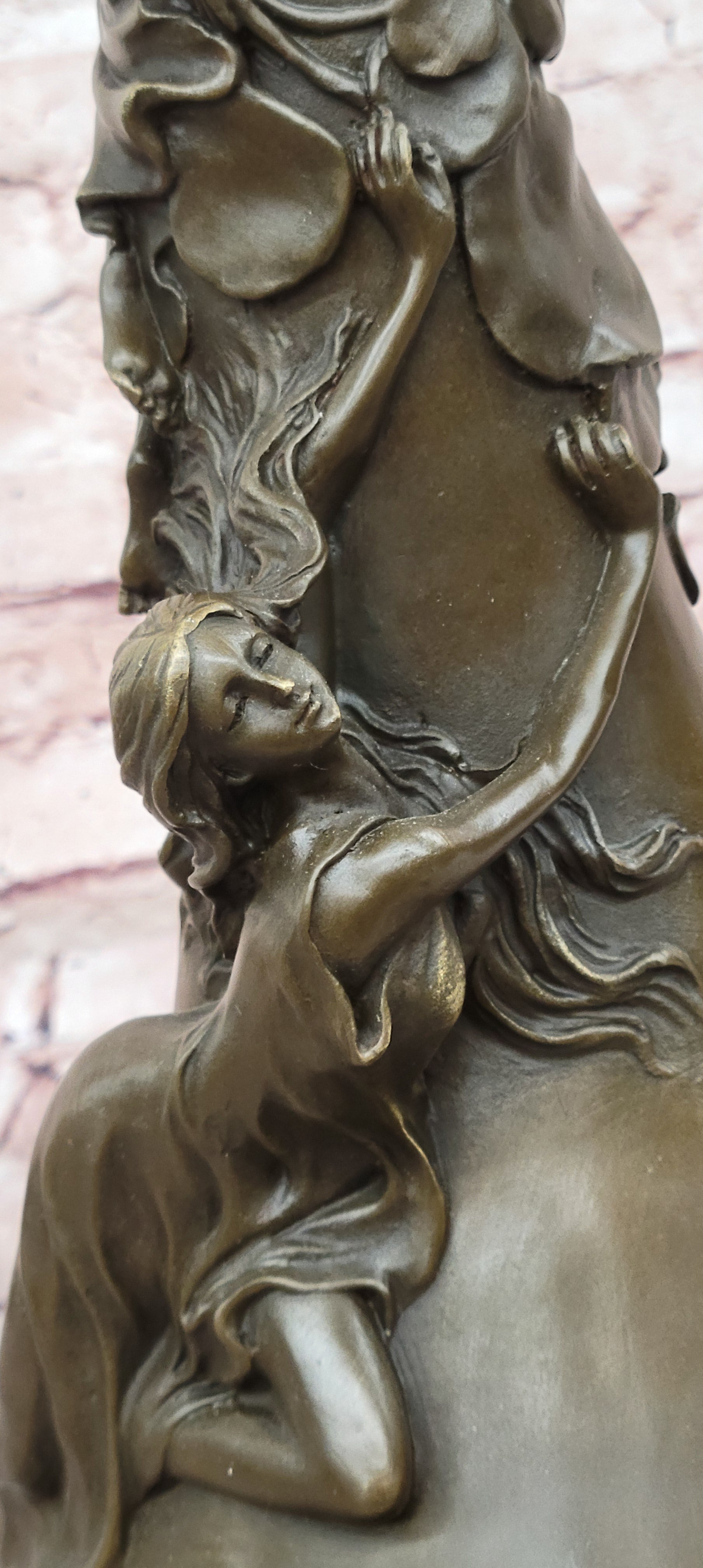 Floral Nymphs by Mario Nick Genuine Hand Made Bronze Vase Sculpture Statue