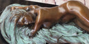 Bronze Fully Nude Girl Laying Down Sleeping on Marble Base Art