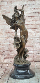 SIGNED: MILO, BUTTERFLY ANGEL BRONZE SCULPTURE STATUE HAND MADE MYTHICAL FIGURINE DECOR