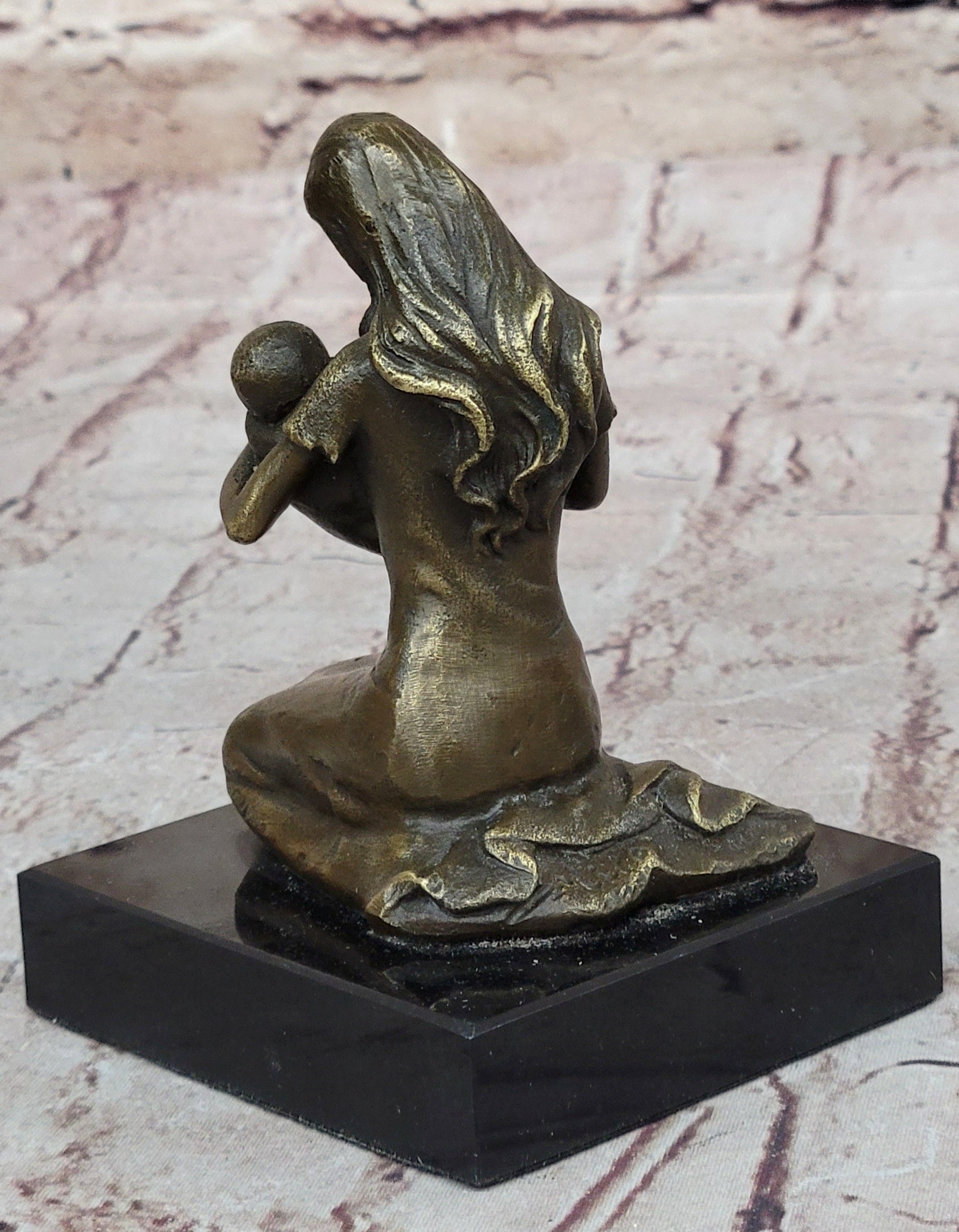 Young Mother W/ Newborn Baby Bronze Sculpture by Milo