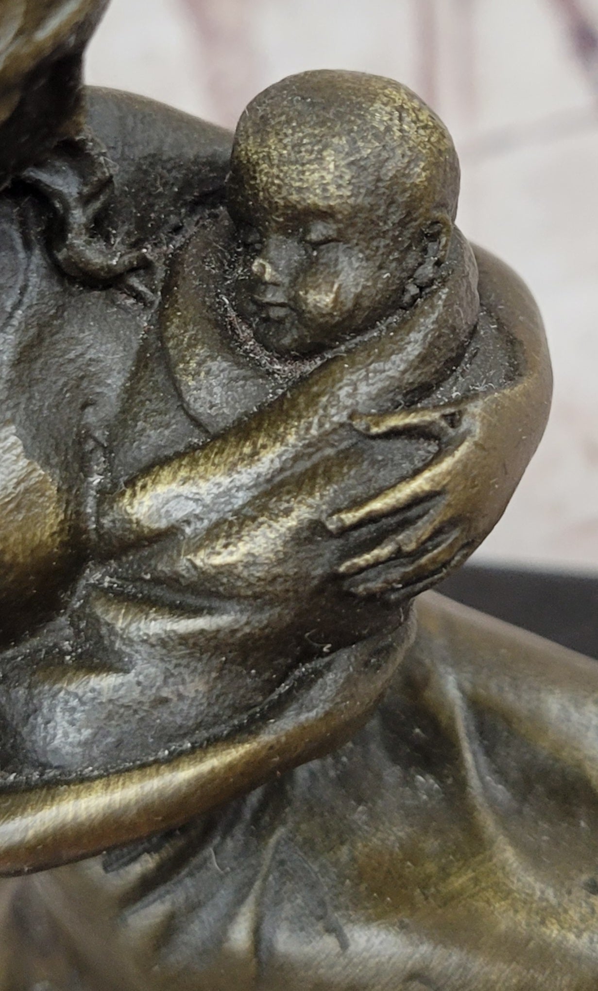 Young Mother W/ Newborn Baby Bronze Sculpture by Milo