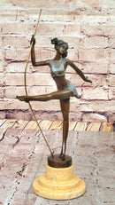 Signed Milo Bronze Gymnast: Acrobat Sculpture on Marble Base