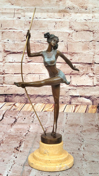 Signed Milo Bronze Gymnast: Acrobat Sculpture on Marble Base
