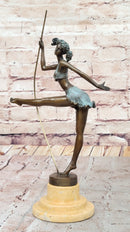 Signed Milo Bronze Gymnast: Acrobat Sculpture on Marble Base