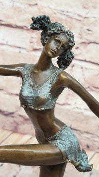 Signed Milo Bronze Gymnast: Acrobat Sculpture on Marble Base