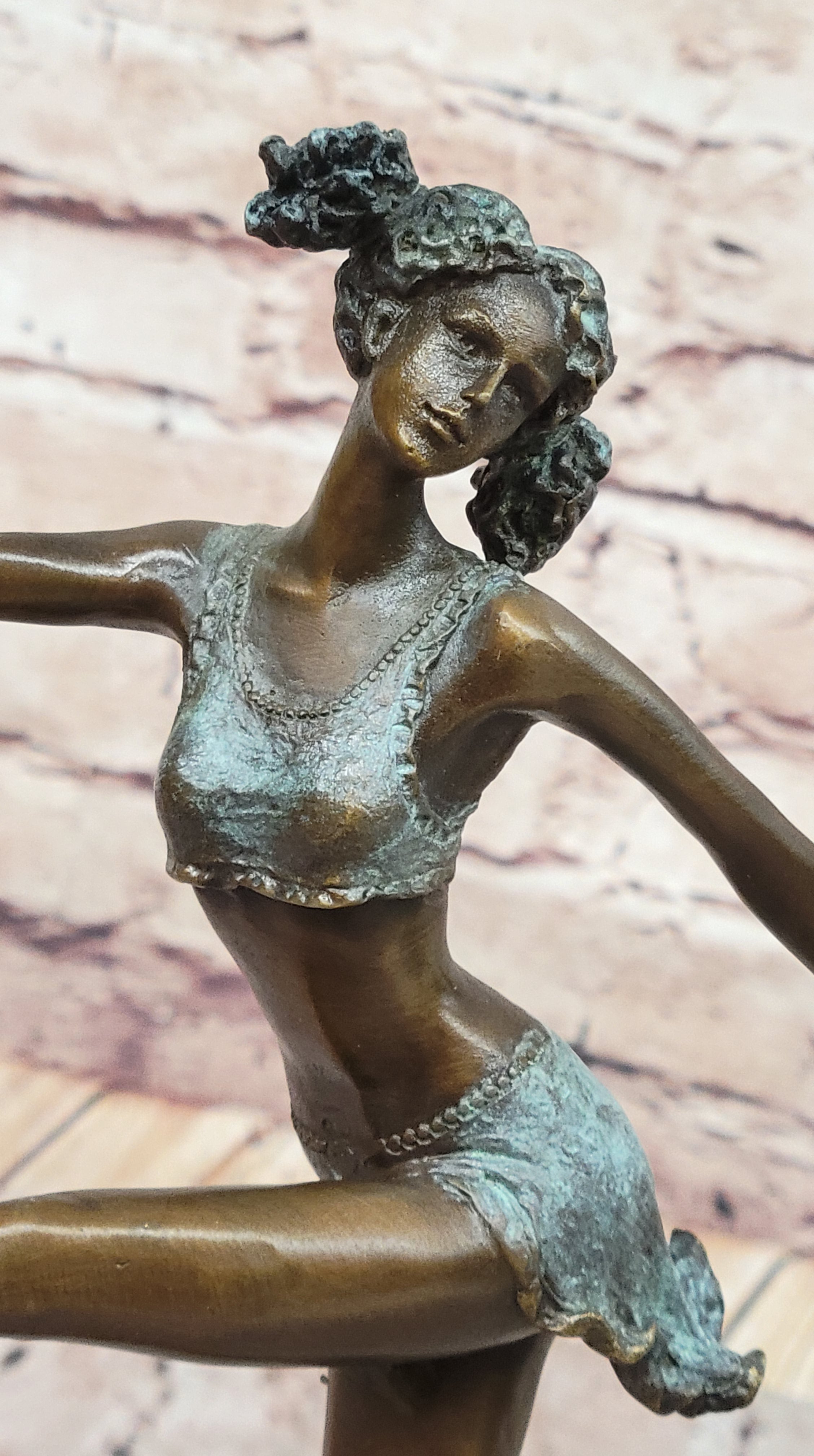 Signed Milo Bronze Gymnast: Acrobat Sculpture on Marble Base