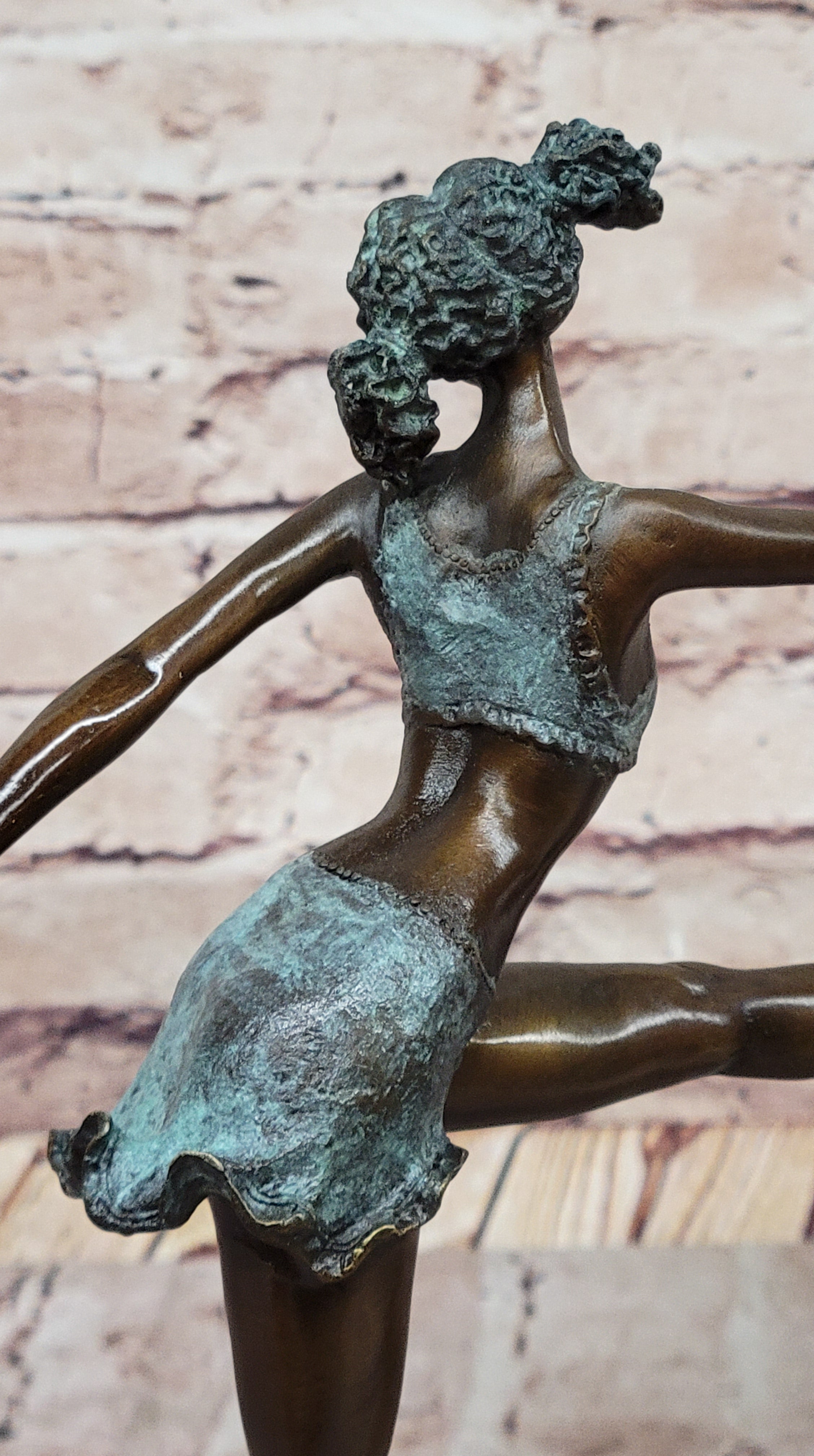 Signed Milo Bronze Gymnast: Acrobat Sculpture on Marble Base