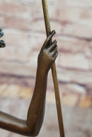 Signed Milo Bronze Gymnast: Acrobat Sculpture on Marble Base