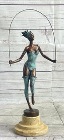 Milo Multi Color Patina Jump Rope Girl Bronze Sculpture
