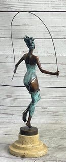 Milo Multi Color Patina Jump Rope Girl Bronze Sculpture