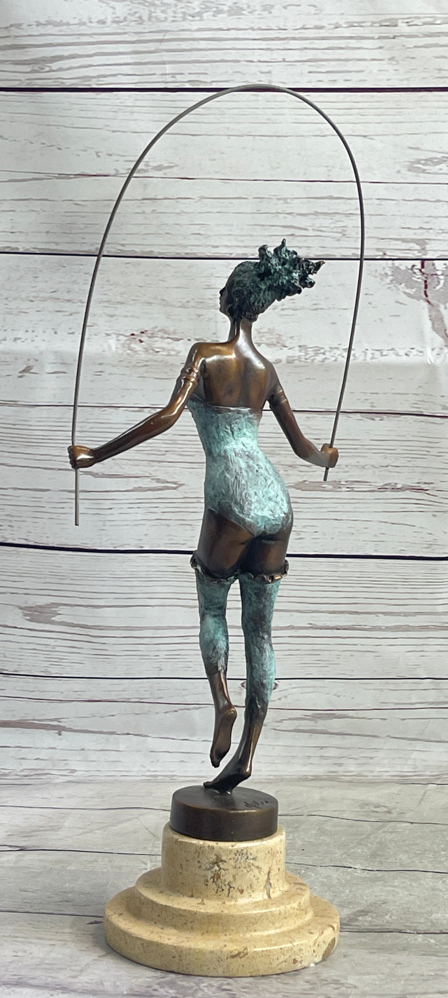 Milo Multi Color Patina Jump Rope Girl Bronze Sculpture