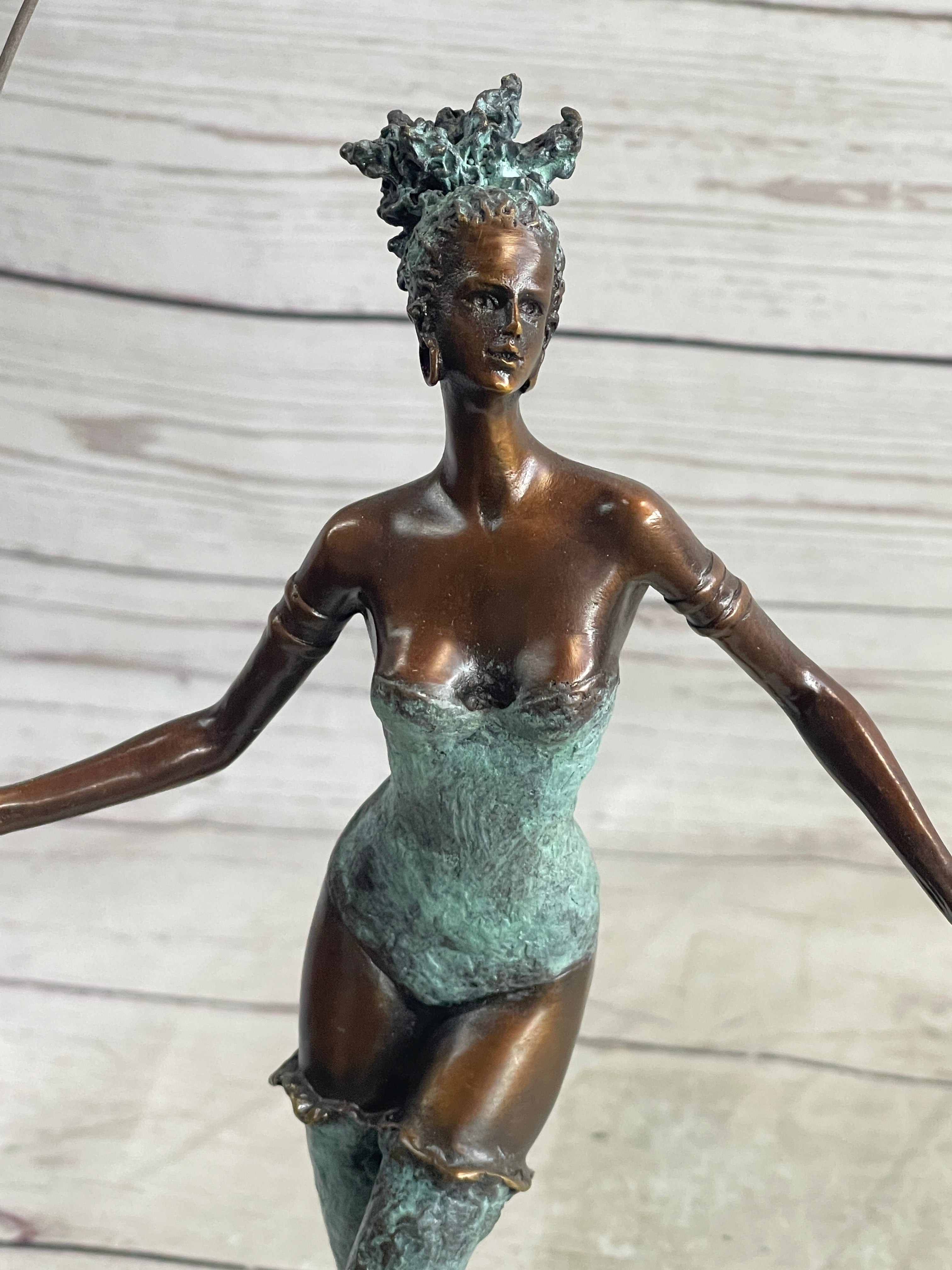 Milo Multi Color Patina Jump Rope Girl Bronze Sculpture