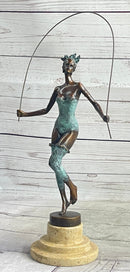 Milo Multi Color Patina Jump Rope Girl Bronze Sculpture