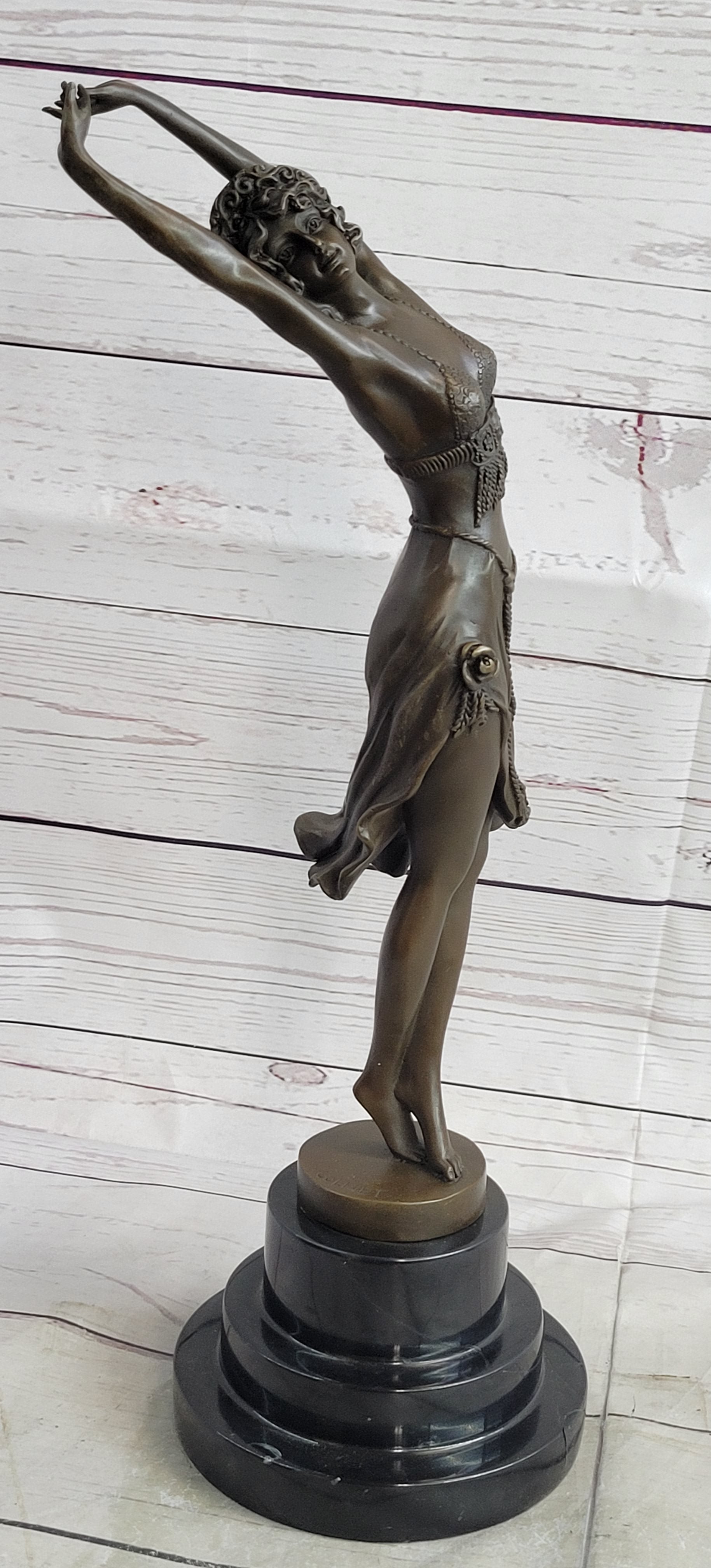 Art Deco Bronze Ballerina Fifth Pose Belly Dancer Sculpture
