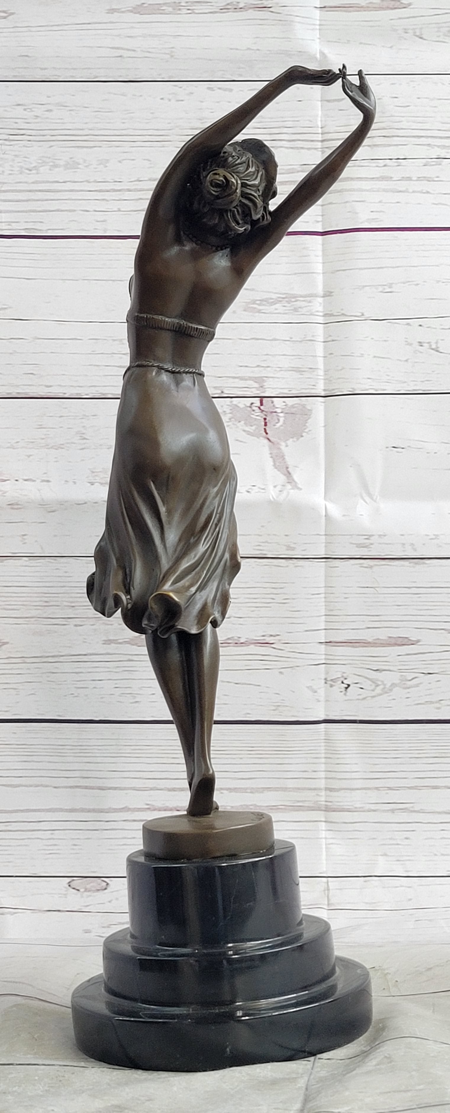 Art Deco Bronze Ballerina Fifth Pose Belly Dancer Sculpture