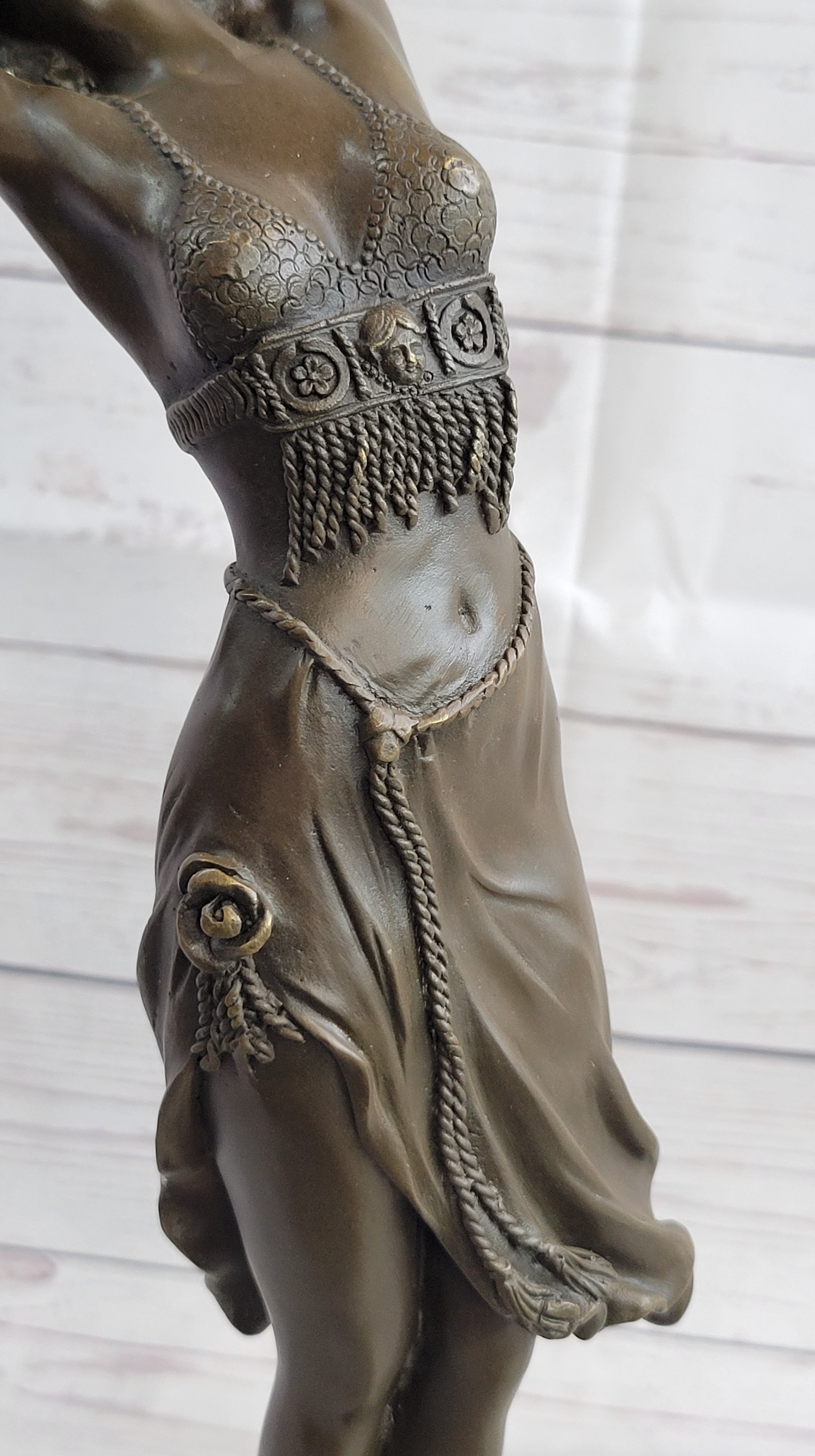 Art Deco Bronze Ballerina Fifth Pose Belly Dancer Sculpture