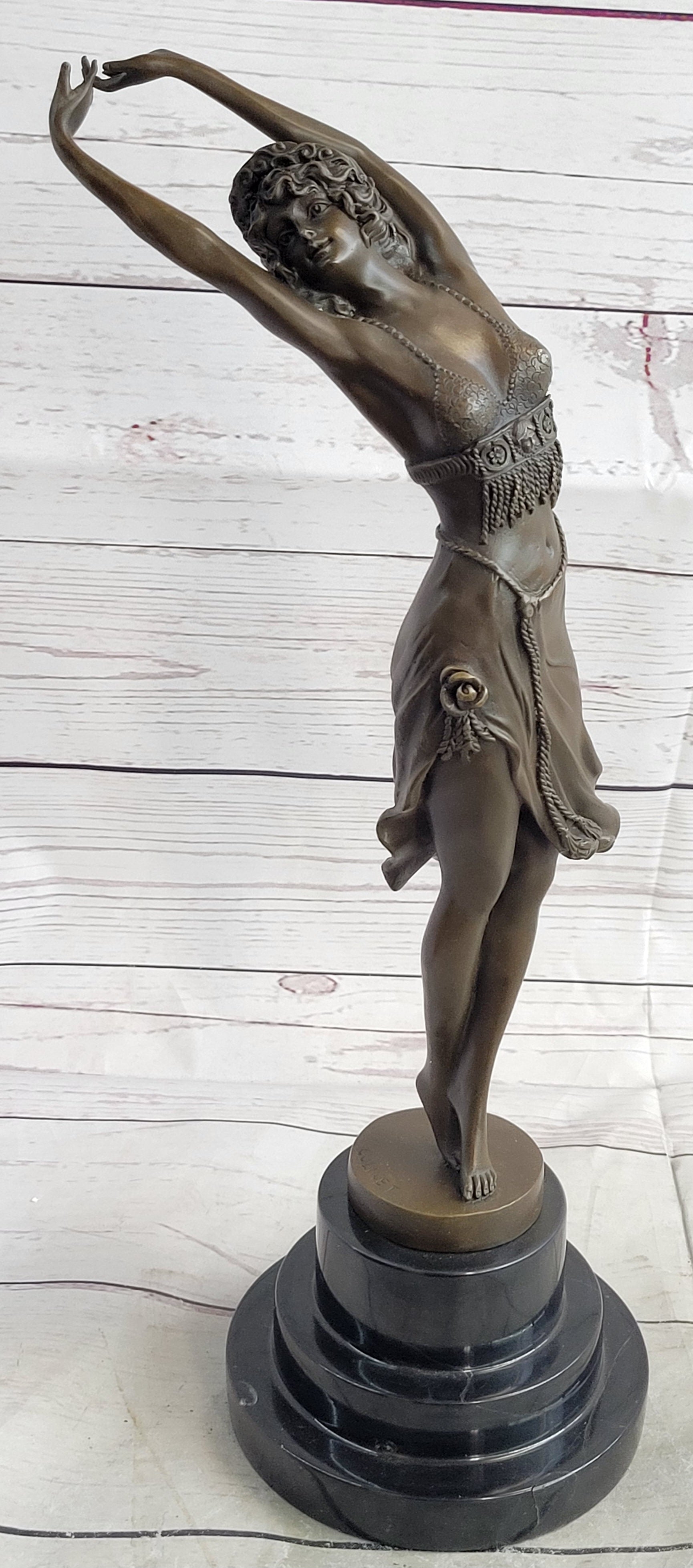 Art Deco Bronze Ballerina Fifth Pose Belly Dancer Sculpture