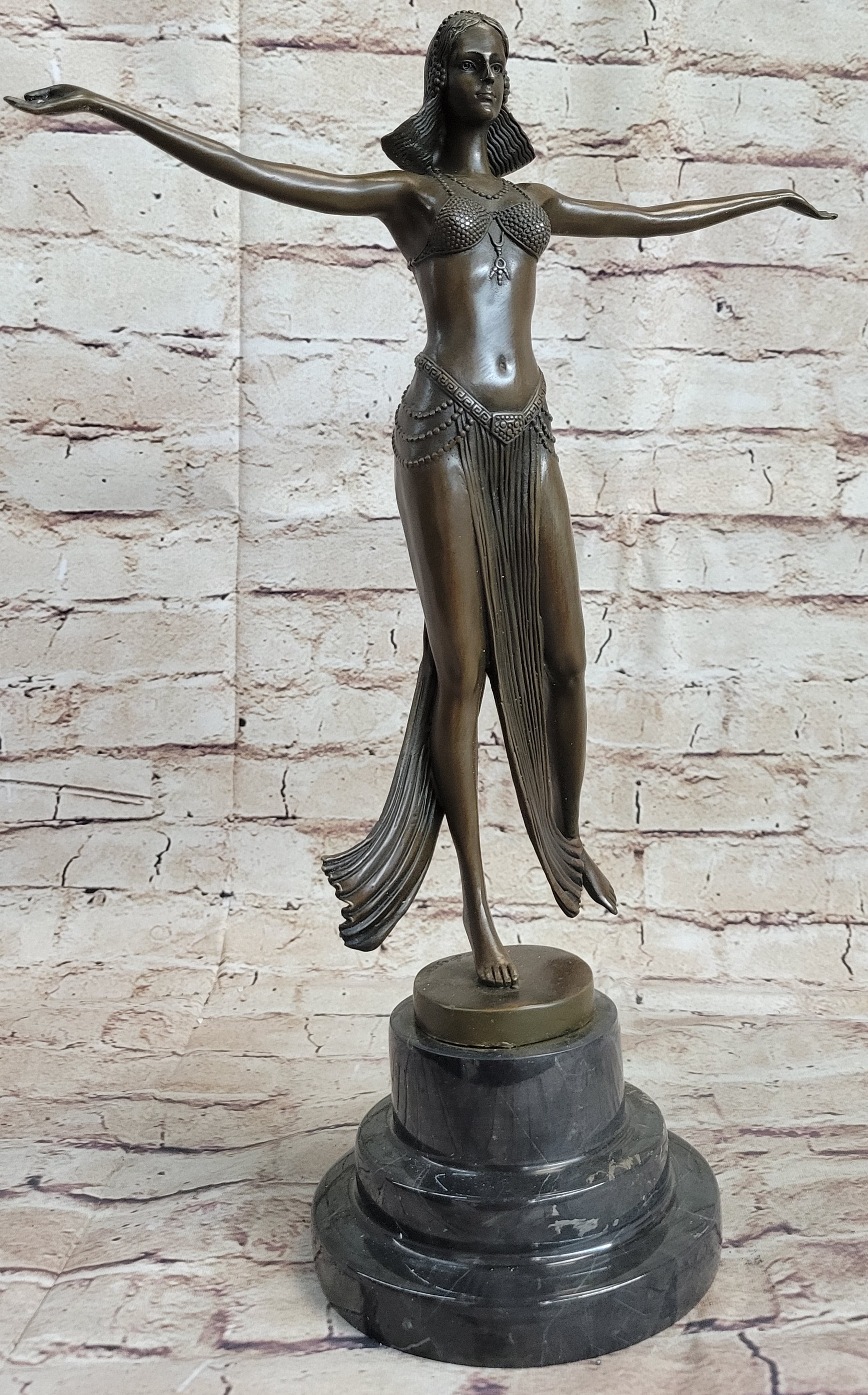 Descomps Art Deco Belly Dancer Bronze Sculpture
