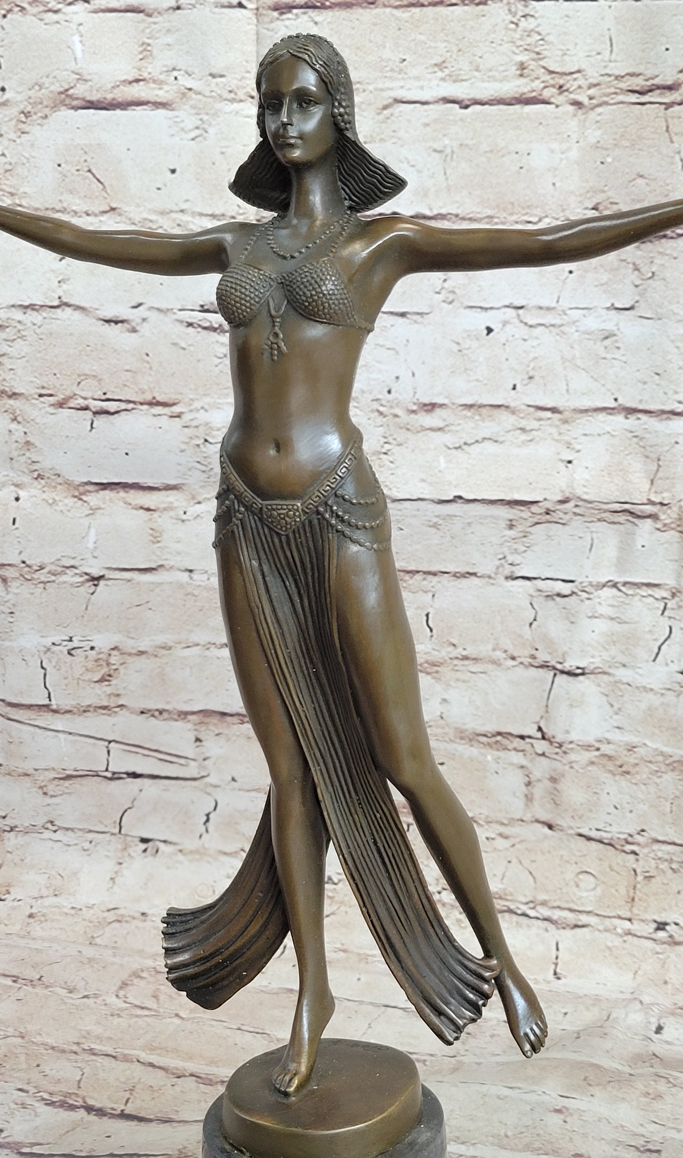 Descomps Art Deco Belly Dancer Bronze Sculpture