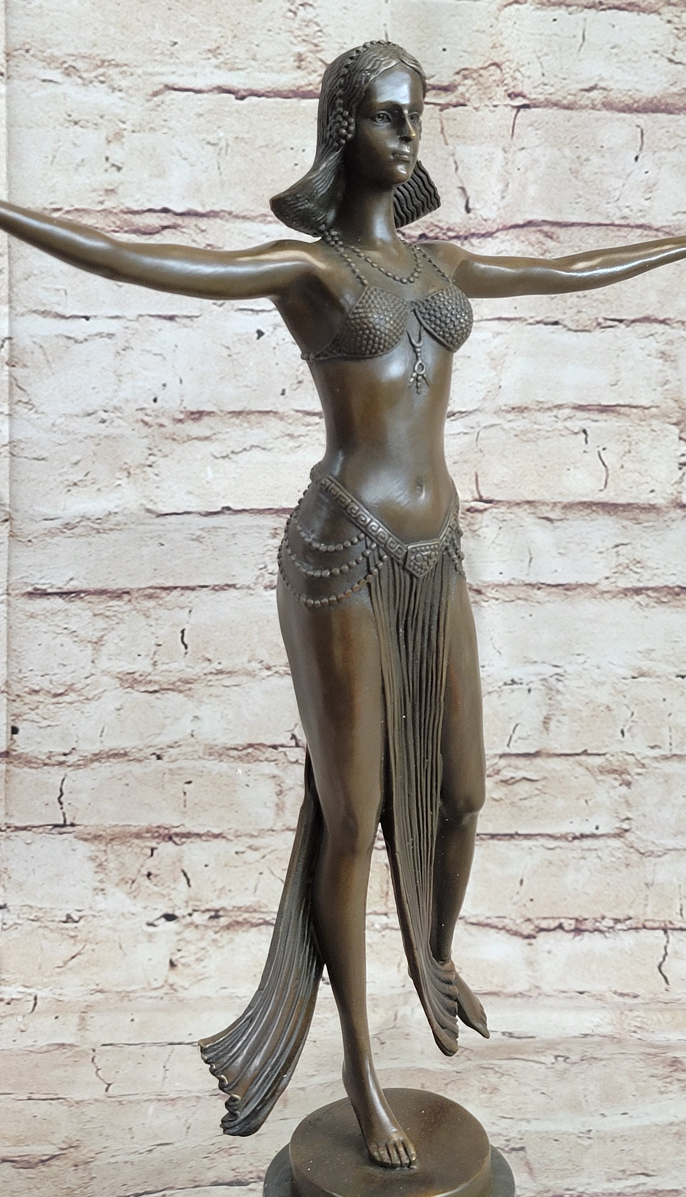Descomps Art Deco Belly Dancer Bronze Sculpture