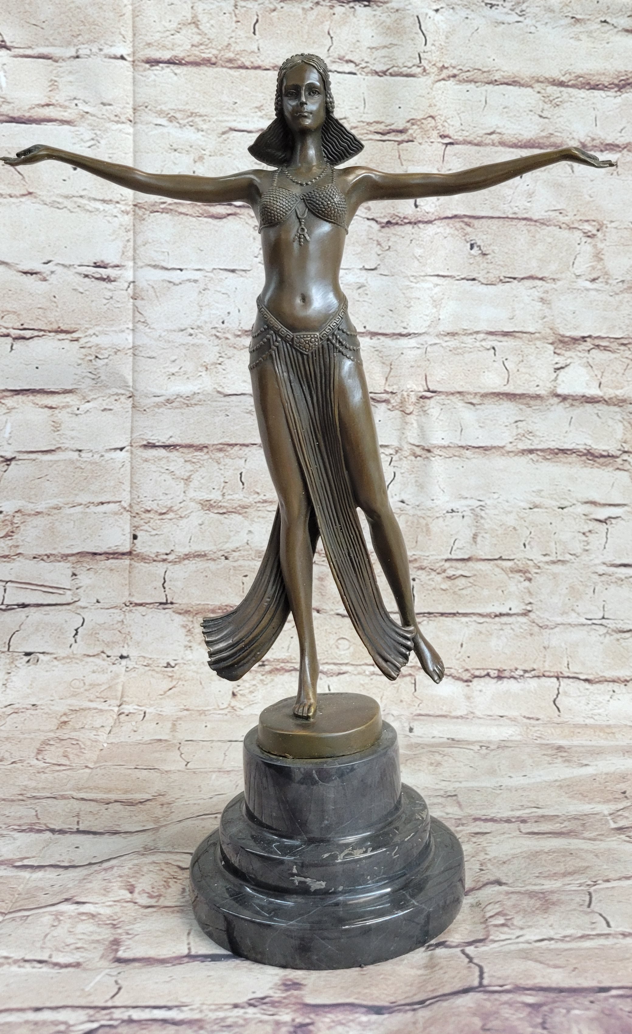 Descomps Art Deco Belly Dancer Bronze Sculpture