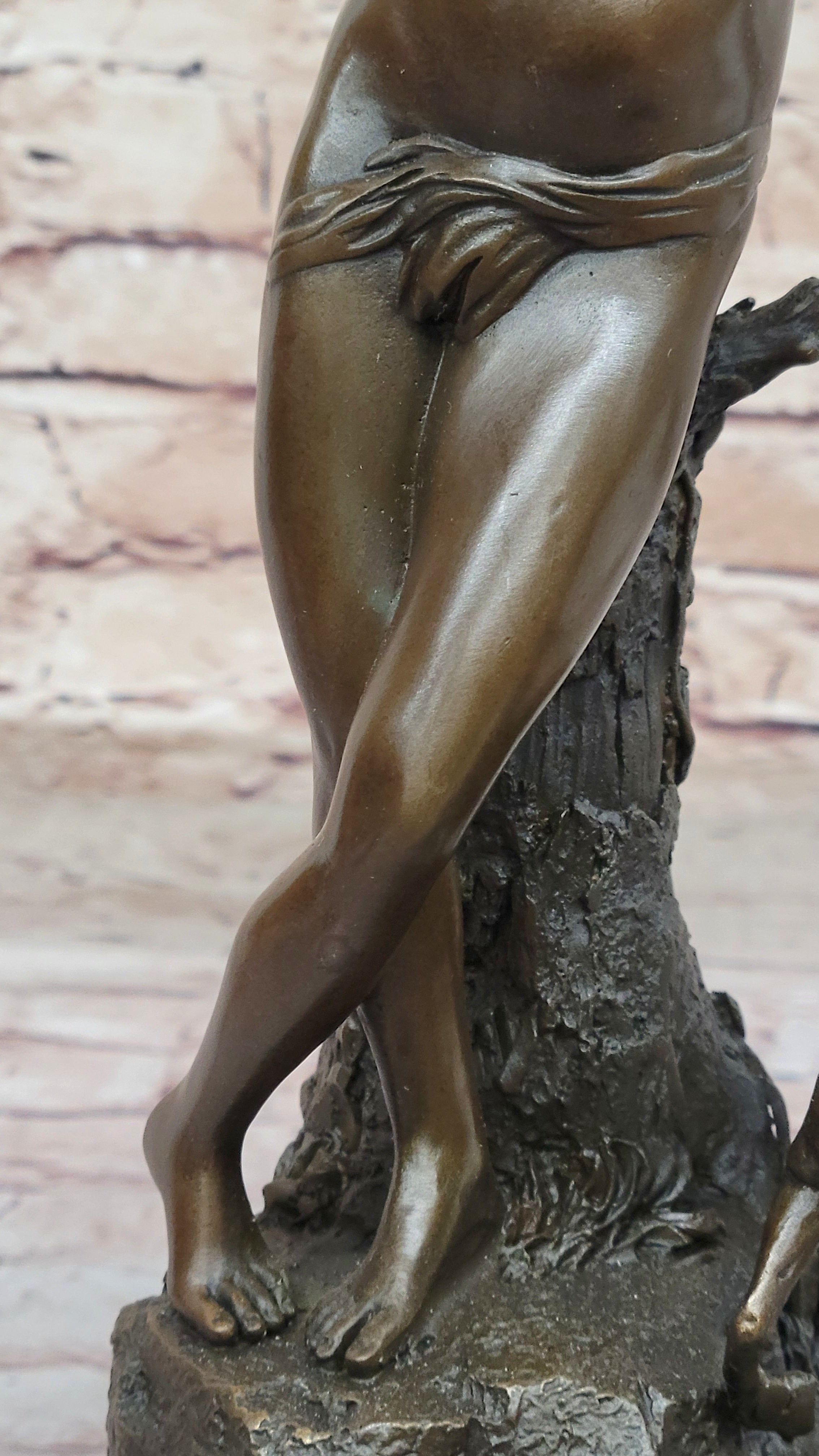 Young Boy Playing Flute to Lamb Bronze by Joaquin Angles