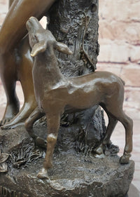 Young Boy Playing Flute to Lamb Bronze by Joaquin Angles