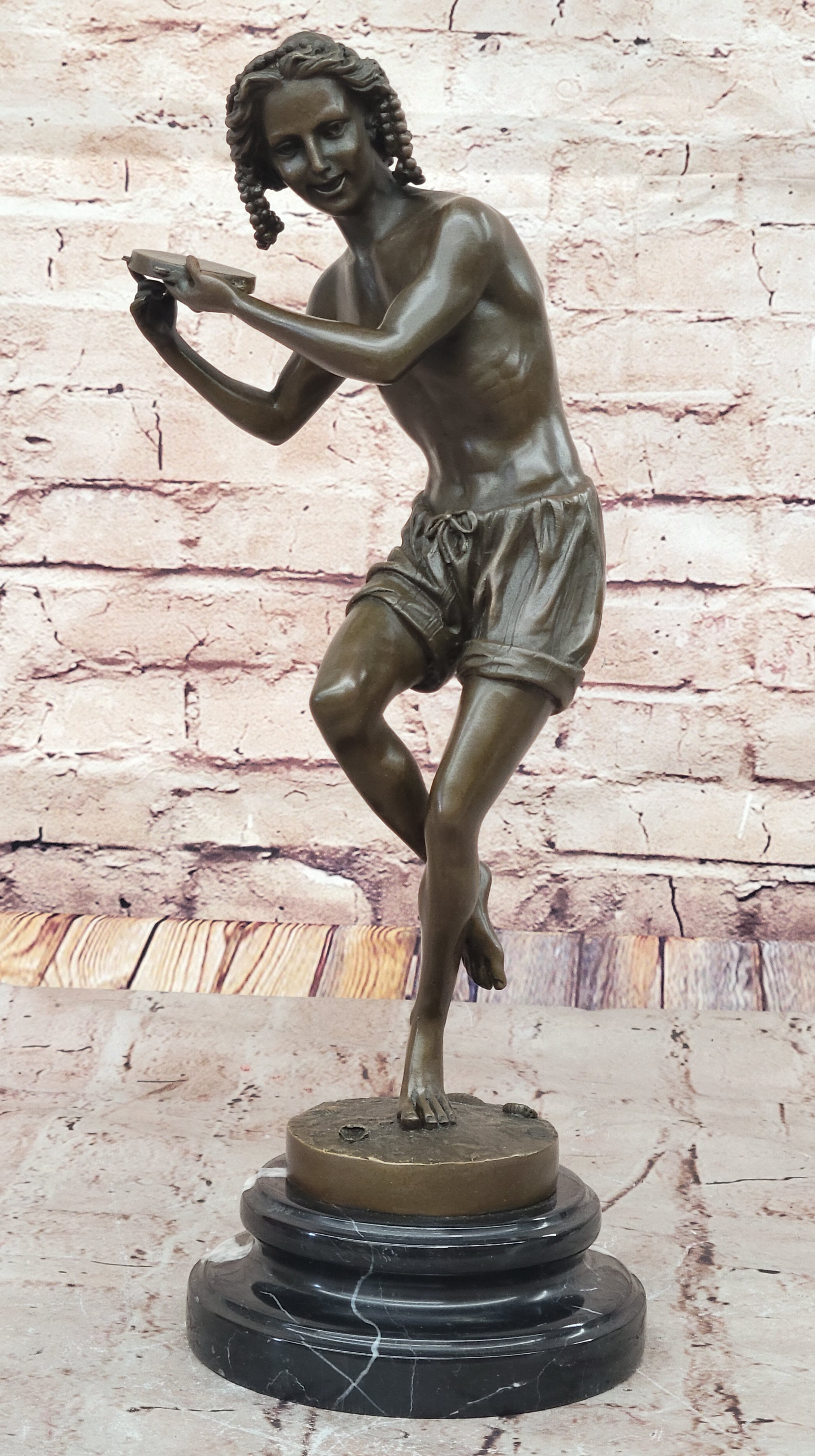 Francois Duret Bronze Sculpture – Playful Tambourine Dancer