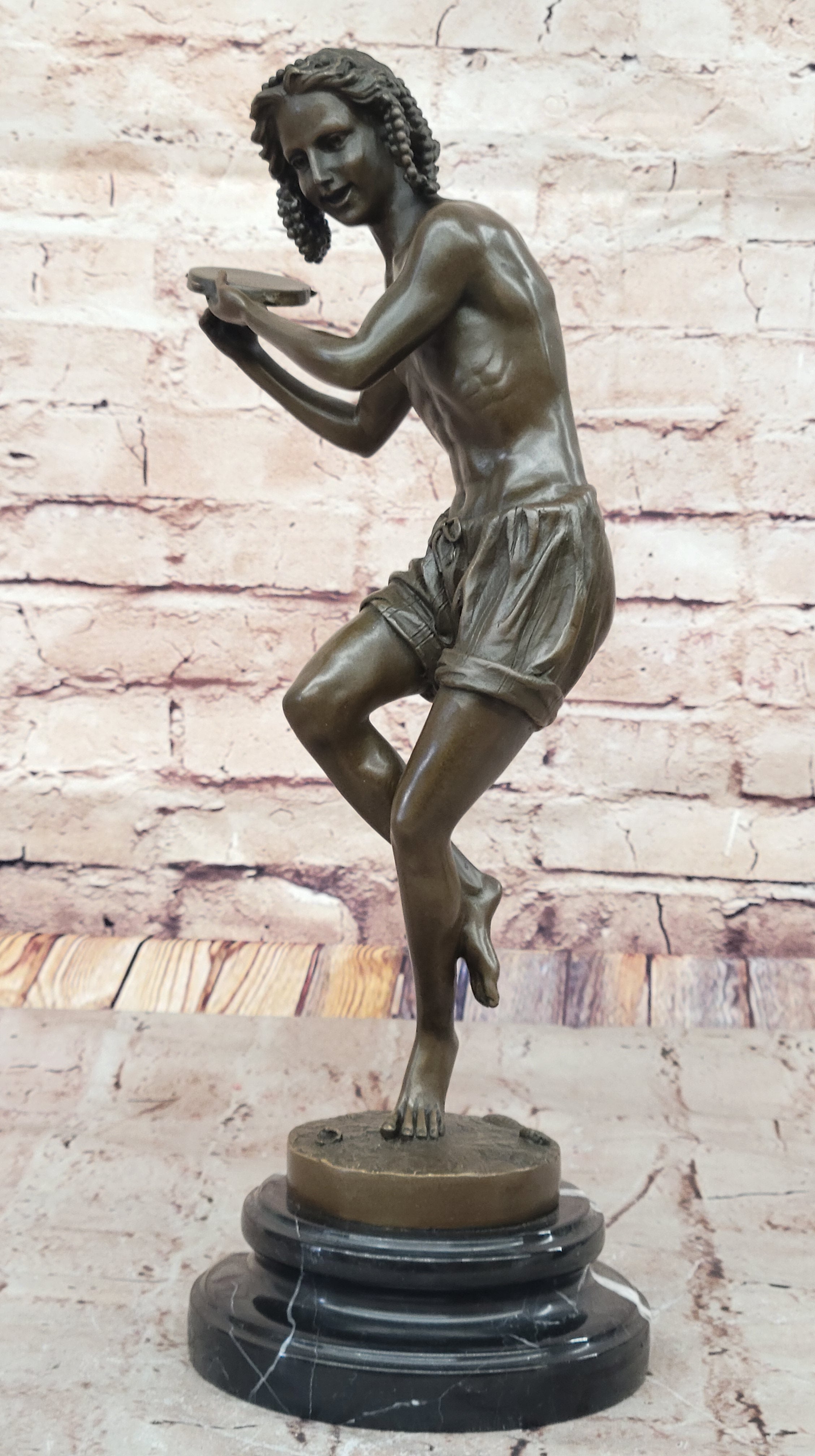 Francois Duret Bronze Sculpture – Playful Tambourine Dancer