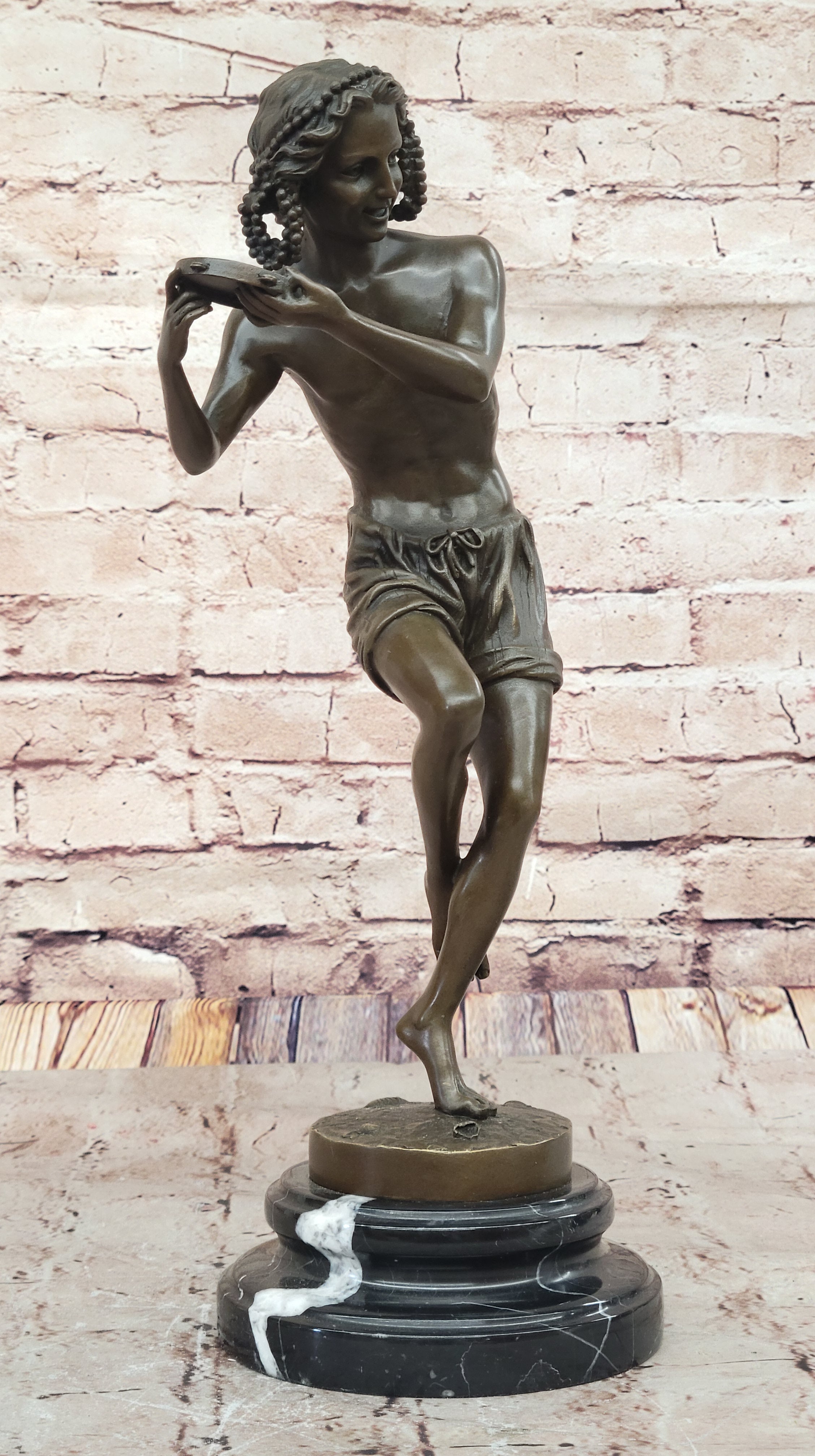 Francois Duret Bronze Sculpture – Playful Tambourine Dancer