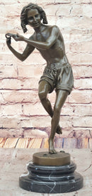 Francois Duret Bronze Sculpture – Playful Tambourine Dancer